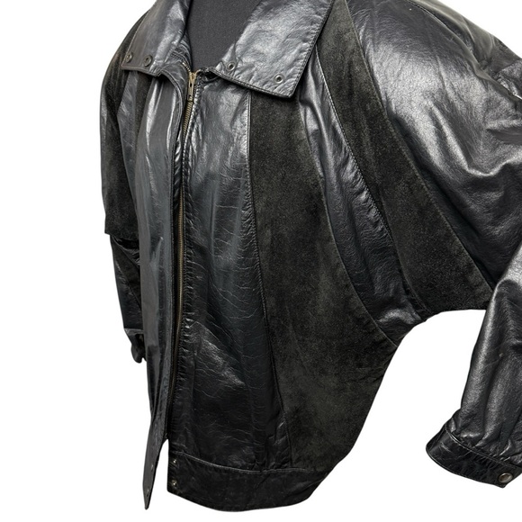 COMINT Vintage Women SZ  L Leather Jacket Dolman Sleeve ARGENTINA Y2K Boho Bombe - Picture 7 of 16